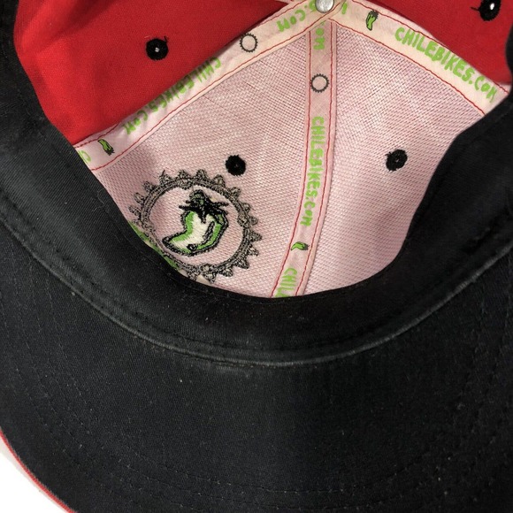 Chile Pepper Bike Shop Moab Utah Hat Cap Red Embroidered Size SM Fitted Flatbill - Picture 11 of 12